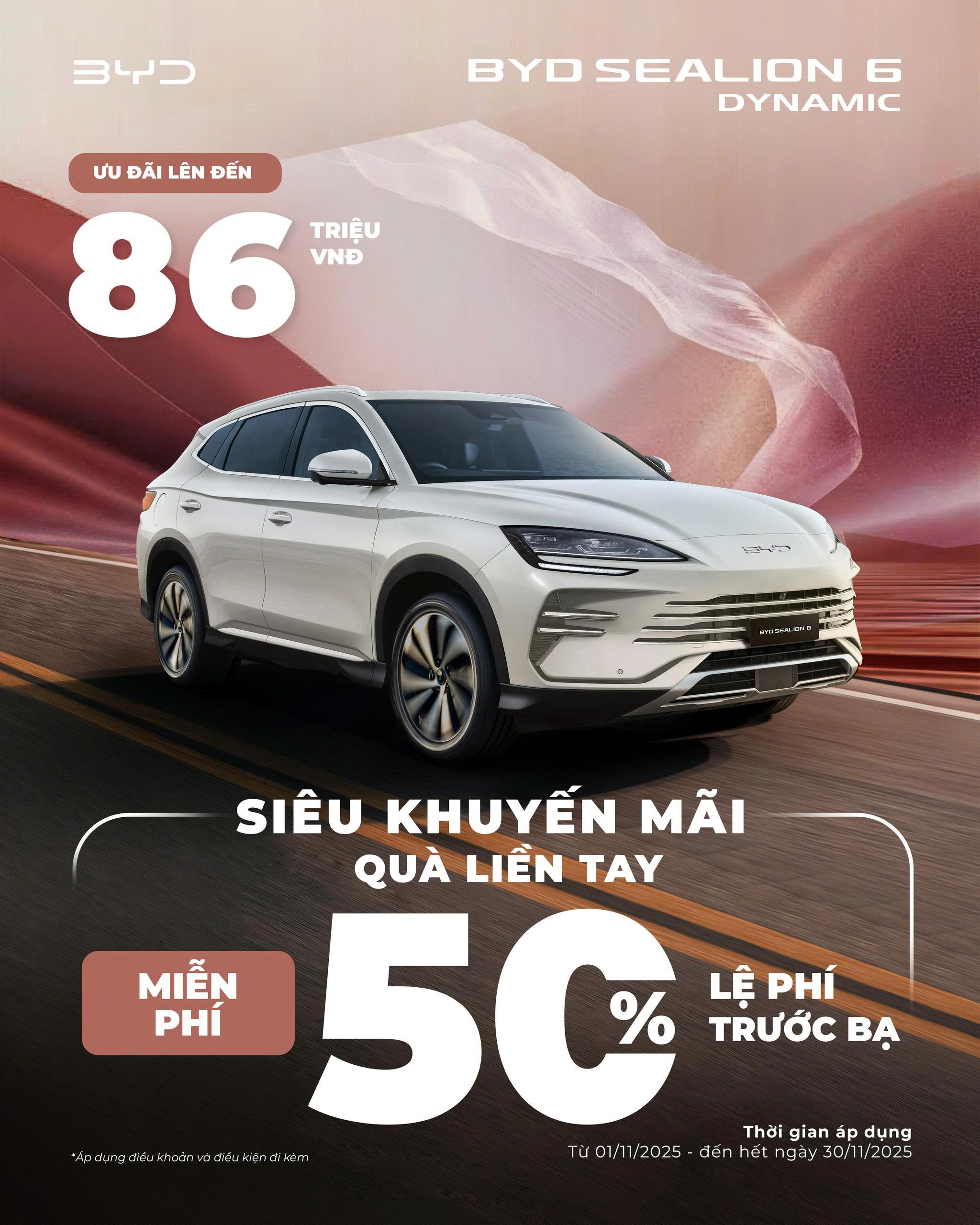 Siêu ưu đãi tháng 11 trị giá 86 triệu cho BYD Sealion 6 Dynamic